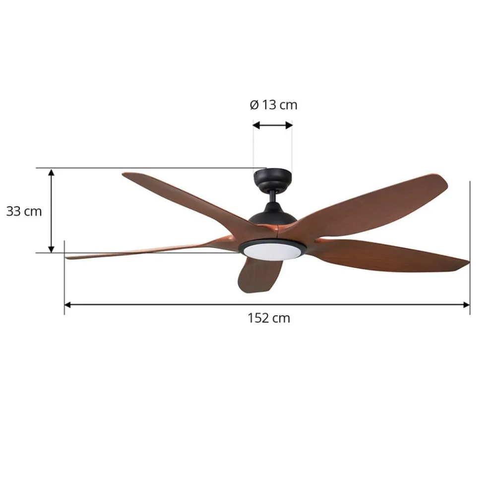 Lucande Loftventilatorer > LED-loftventilator Omendo, sort, DC, støjsvag, CCT