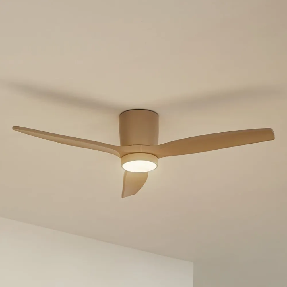 Lucande Loftventilatorer > LED-loftventilator Sorin, beige, DC, støjsvag, IP44