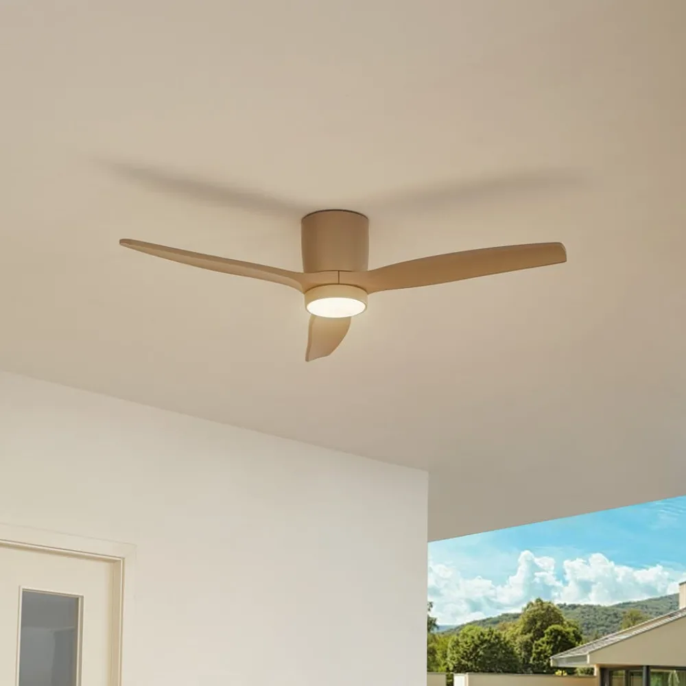 Lucande Loftventilatorer > LED-loftventilator Sorin, beige, DC, støjsvag, IP44