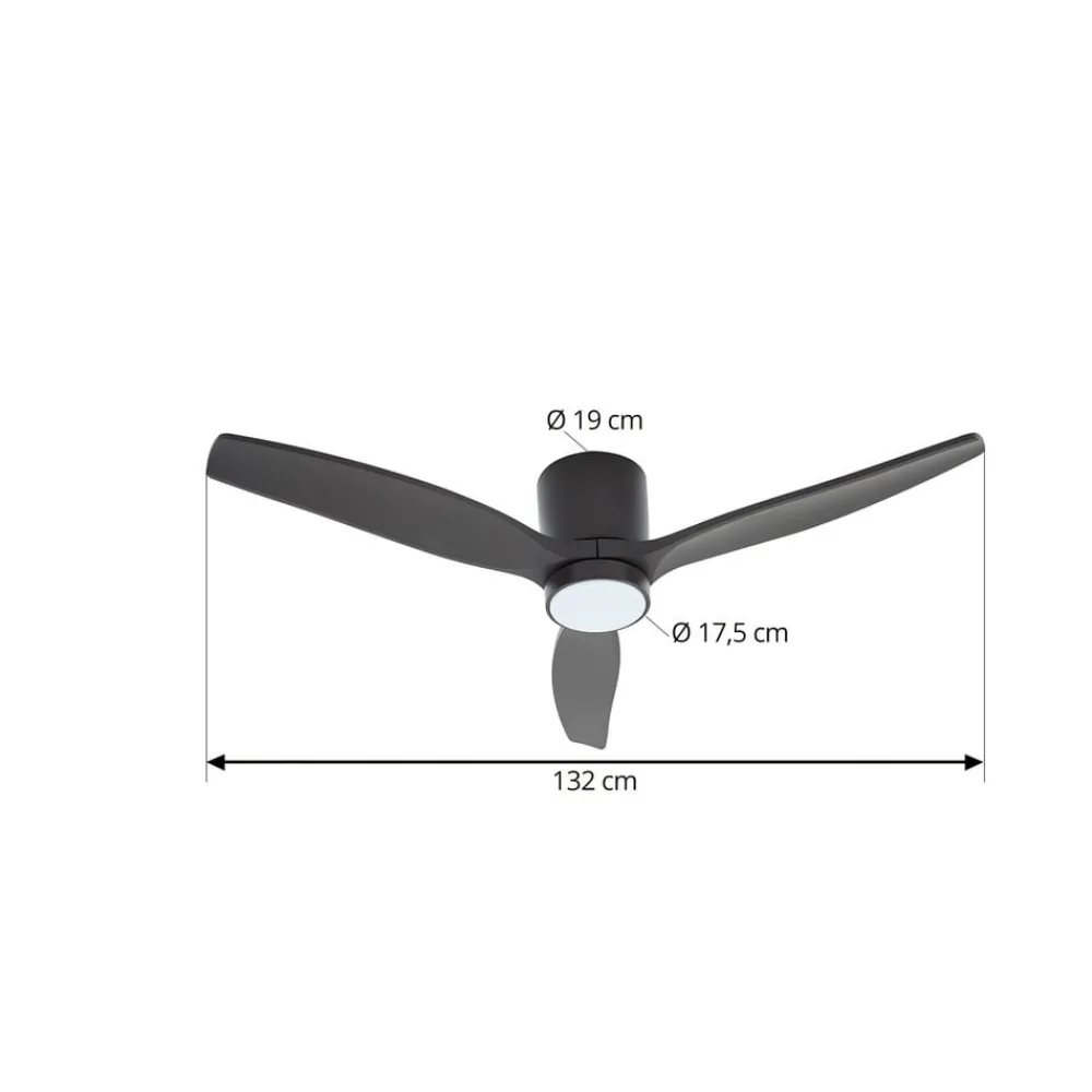 Lucande Loftventilatorer > LED-loftventilator Sorin, sort, DC, støjsvag, IP44