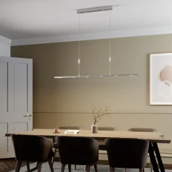 Lucande Arbejdsrum/Kontor|Pendellamper > LED-pendellampe Arnik, 140 cm, nikkelfarvet, dæmpbar