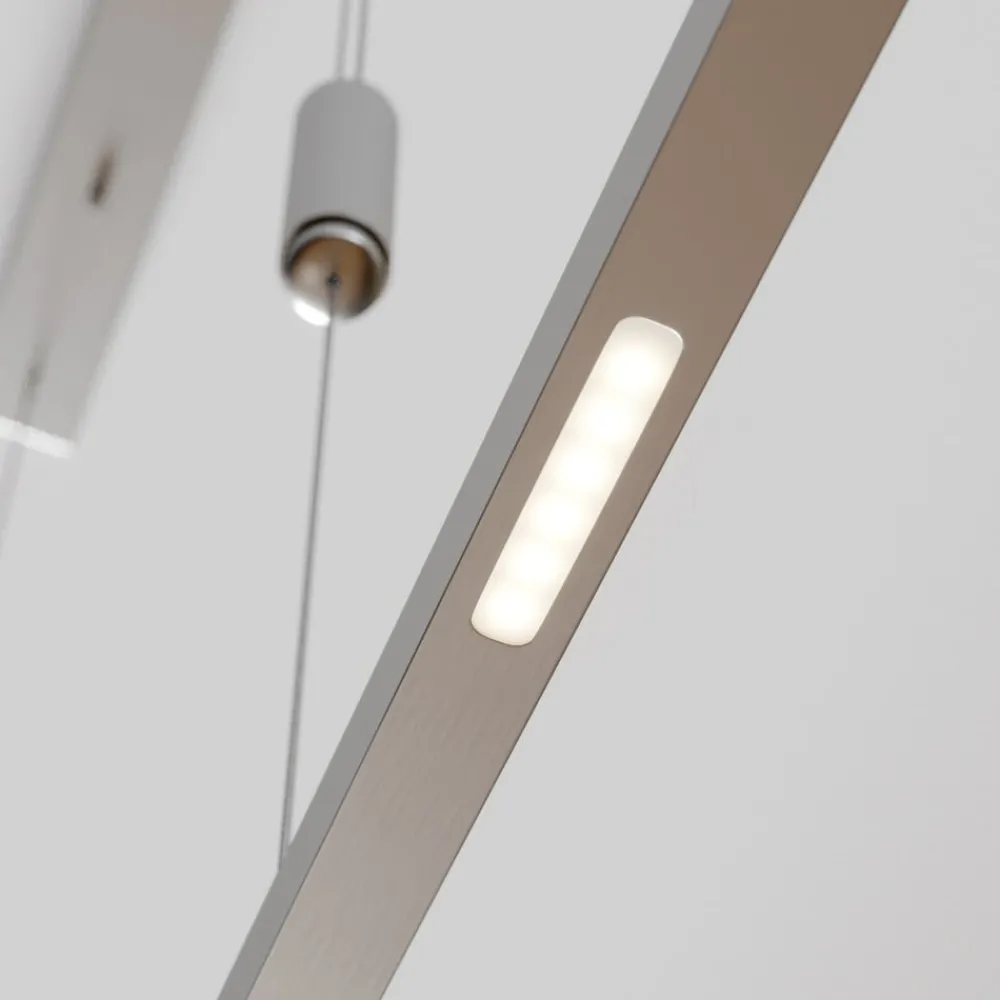 Lucande Arbejdsrum/Kontor|Pendellamper > LED-pendellampe Arnik, 140 cm, nikkelfarvet, dæmpbar