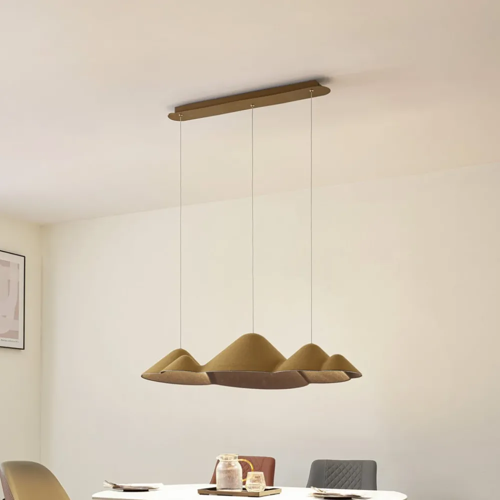 Pendellamper ^ Lucande LED-pendellampe Beutlin, grøn, filt, dæmpbar