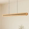 Pendellamper ^ Lucande LED-pendellampe Darnor, træ, CCT, længde 100 cm