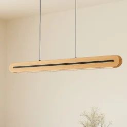 Pendellamper ^ Lucande LED-pendellampe Darnor, træ, CCT, længde 100 cm