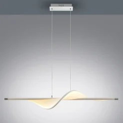 Pendellamper ^ Lucande LED-pendellampe Edano, 122 cm, hvid, tekstil, dæmpbar