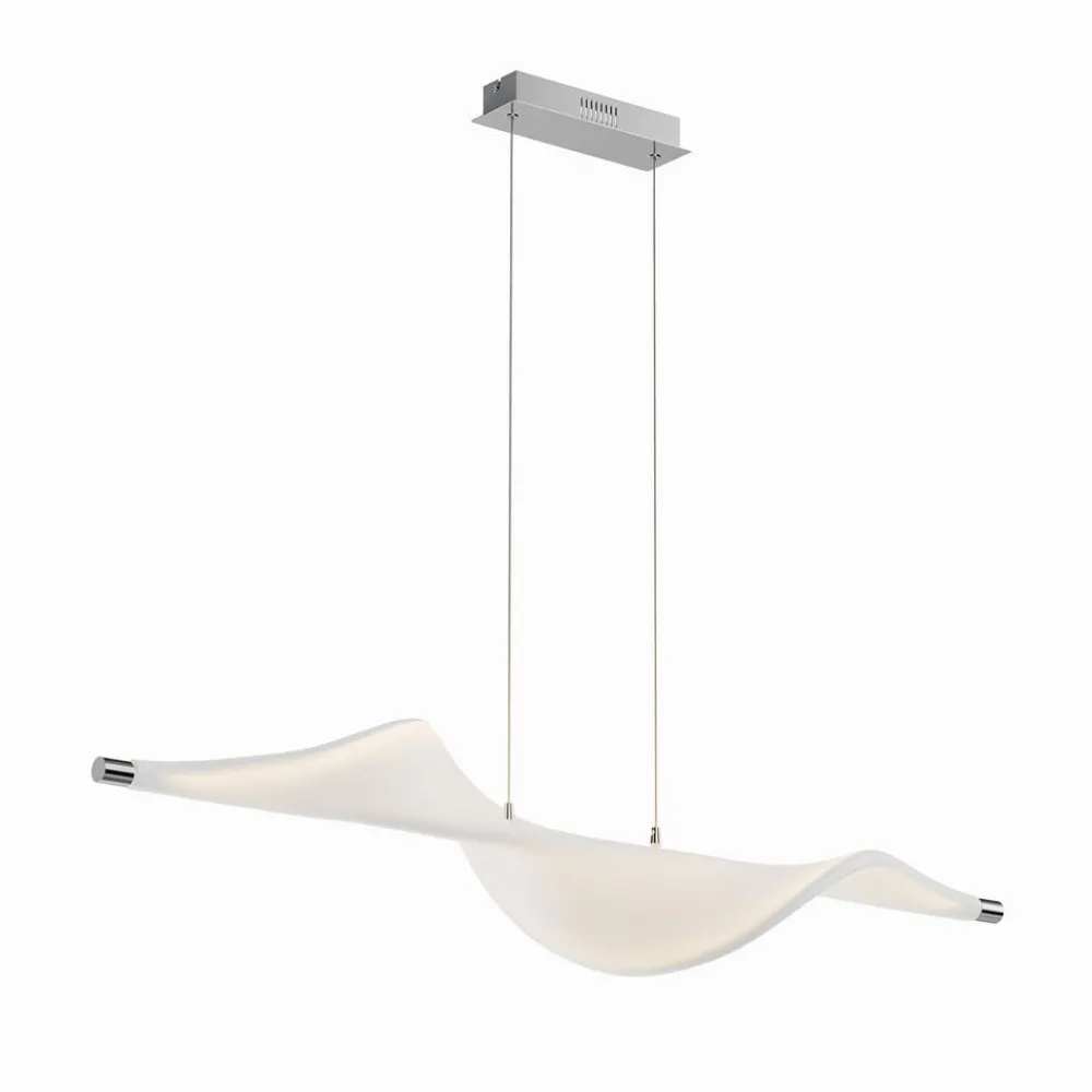 Pendellamper ^ Lucande LED-pendellampe Edano, 122 cm, hvid, tekstil, dæmpbar