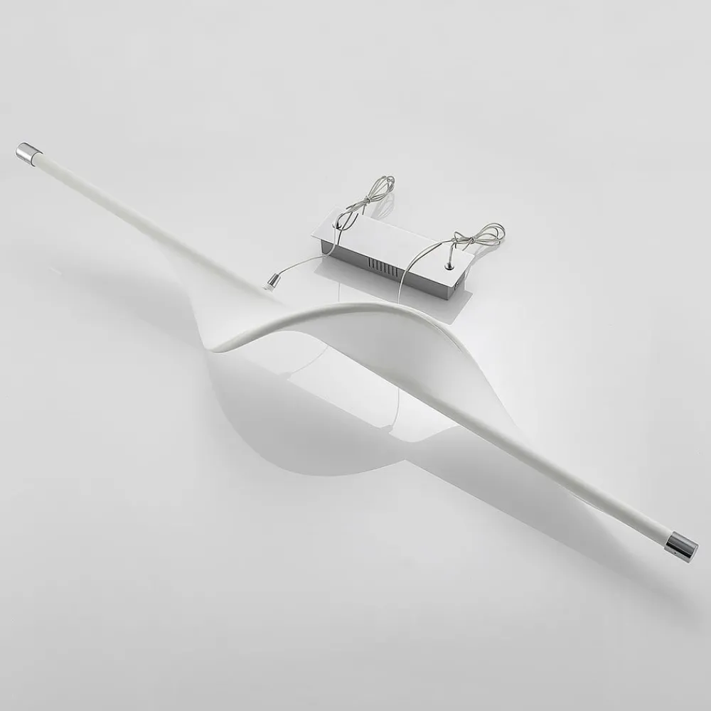 Pendellamper ^ Lucande LED-pendellampe Edano, 122 cm, hvid, tekstil, dæmpbar