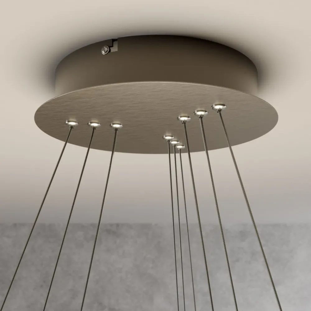 Lucande Pendellamper|Pendellamper > LED-pendellampe Ezana, nikkel, metal, Ø 80 cm