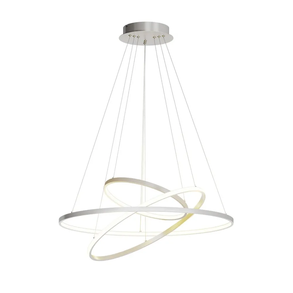 Lucande Pendellamper|Pendellamper > LED-pendellampe Ezana, nikkel, metal, Ø 80 cm