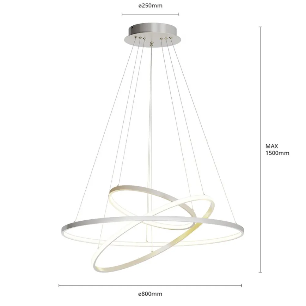 Lucande Pendellamper|Pendellamper > LED-pendellampe Ezana, nikkel, metal, Ø 80 cm