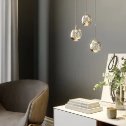 Lucande Pendellamper|Pendellamper > LED-pendellampe Hayley, Ø 25 cm, 3 lyskilder, guld, glas