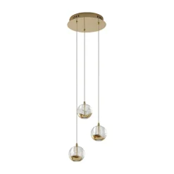 Lucande Pendellamper|Pendellamper > LED-pendellampe Hayley, Ø 25 cm, 3 lyskilder, guld, glas