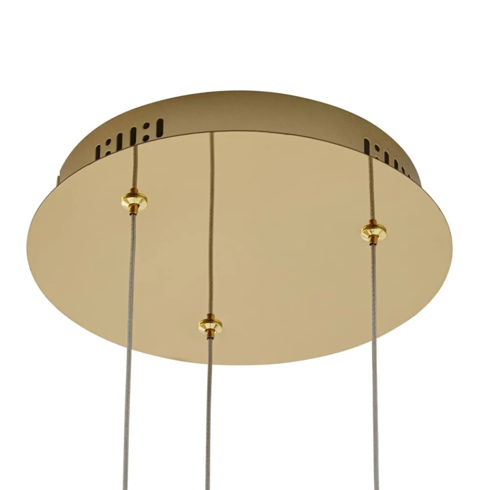 Lucande Pendellamper|Pendellamper > LED-pendellampe Hayley, Ø 25 cm, 3 lyskilder, guld, glas
