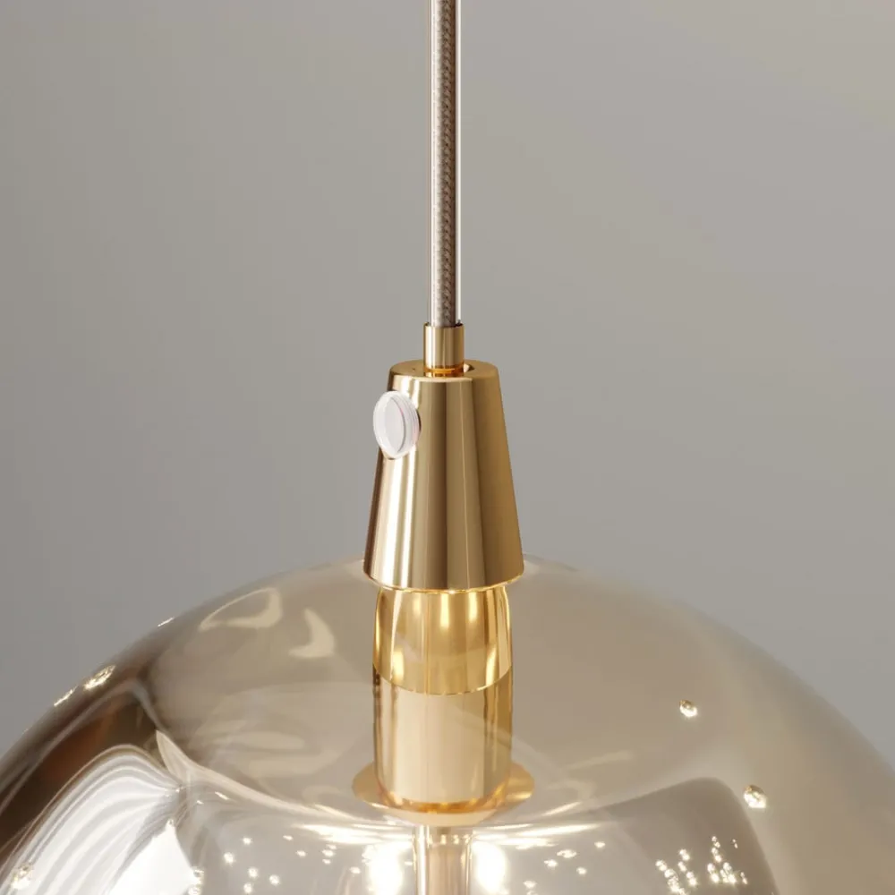 Lucande Pendellamper|Pendellamper > LED-pendellampe Hayley, Ø 25 cm, 3 lyskilder, guld, glas