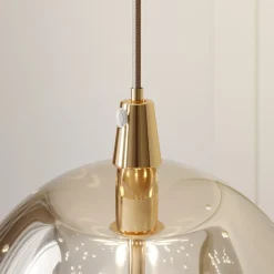 Lucande Pendellamper|Pendellamper > LED-pendellampe Hayley, Ø 30 cm, 5 lyskilder, guld, glas