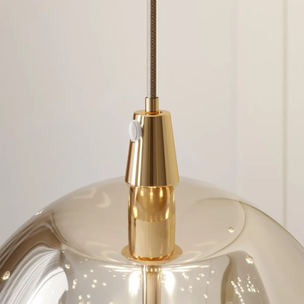 Lucande Pendellamper|Pendellamper > LED-pendellampe Hayley, Ø 30 cm, 5 lyskilder, guld, glas