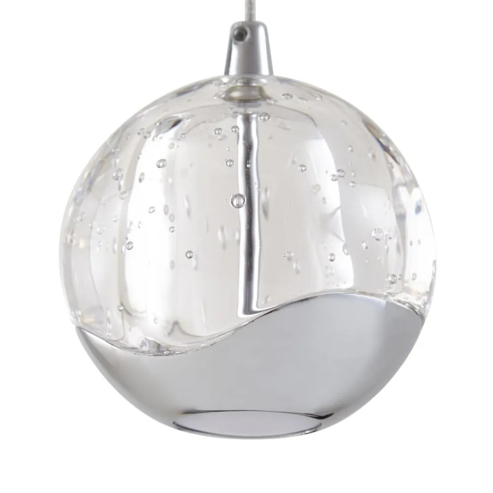 Lucande Pendellamper|Pendellamper > LED-pendellampe Hayley, Ø 30 cm, 5 lyskilder, krom, glas