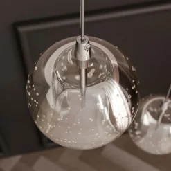 Pendellamper|Pendellamper ^ Lucande LED-pendellampe Hayley, Ø 25 cm, 3 lyskilder, krom, glas