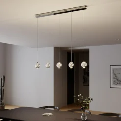 Lucande Pendellamper|Pendellamper > LED-pendellampe Hayley, 96 cm, 5 lyskilder, krom, glas