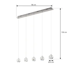 Lucande Pendellamper|Pendellamper > LED-pendellampe Hayley, 96 cm, 5 lyskilder, krom, glas