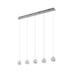 Lucande Pendellamper|Pendellamper > LED-pendellampe Hayley, 96 cm, 5 lyskilder, krom, glas