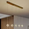 Lucande Pendellamper|Pendellamper > LED-pendellampe Hayley, 96 cm, 5 lyskilder, guld, glas
