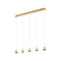 Lucande Pendellamper|Pendellamper > LED-pendellampe Hayley, 96 cm, 5 lyskilder, guld, glas