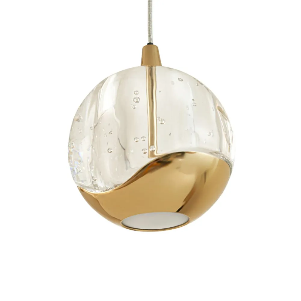 Lucande Pendellamper|Pendellamper > LED-pendellampe Hayley, 96 cm, 5 lyskilder, guld, glas