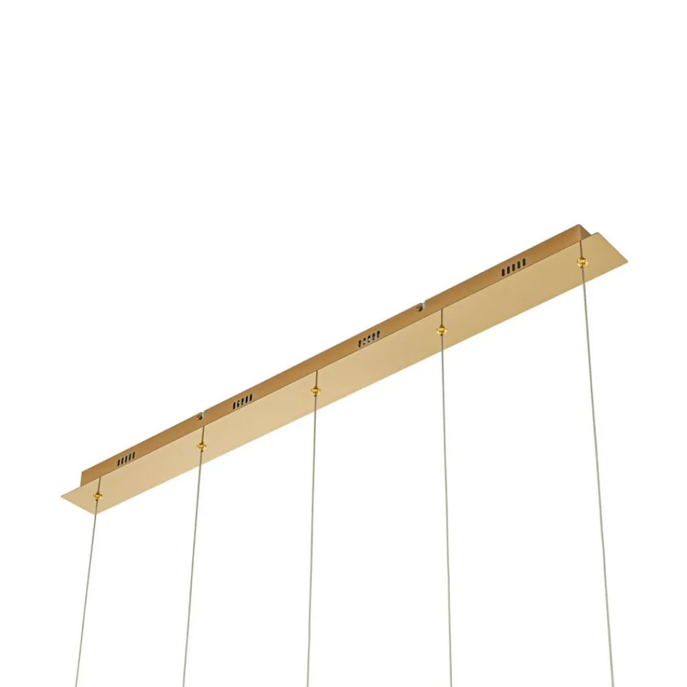 Lucande Pendellamper|Pendellamper > LED-pendellampe Hayley, 96 cm, 5 lyskilder, guld, glas