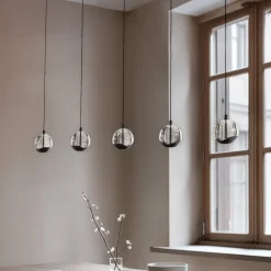 Pendellamper ^ Lucande LED-pendellampe Hayley, sort, 5 lyskilder, aflang