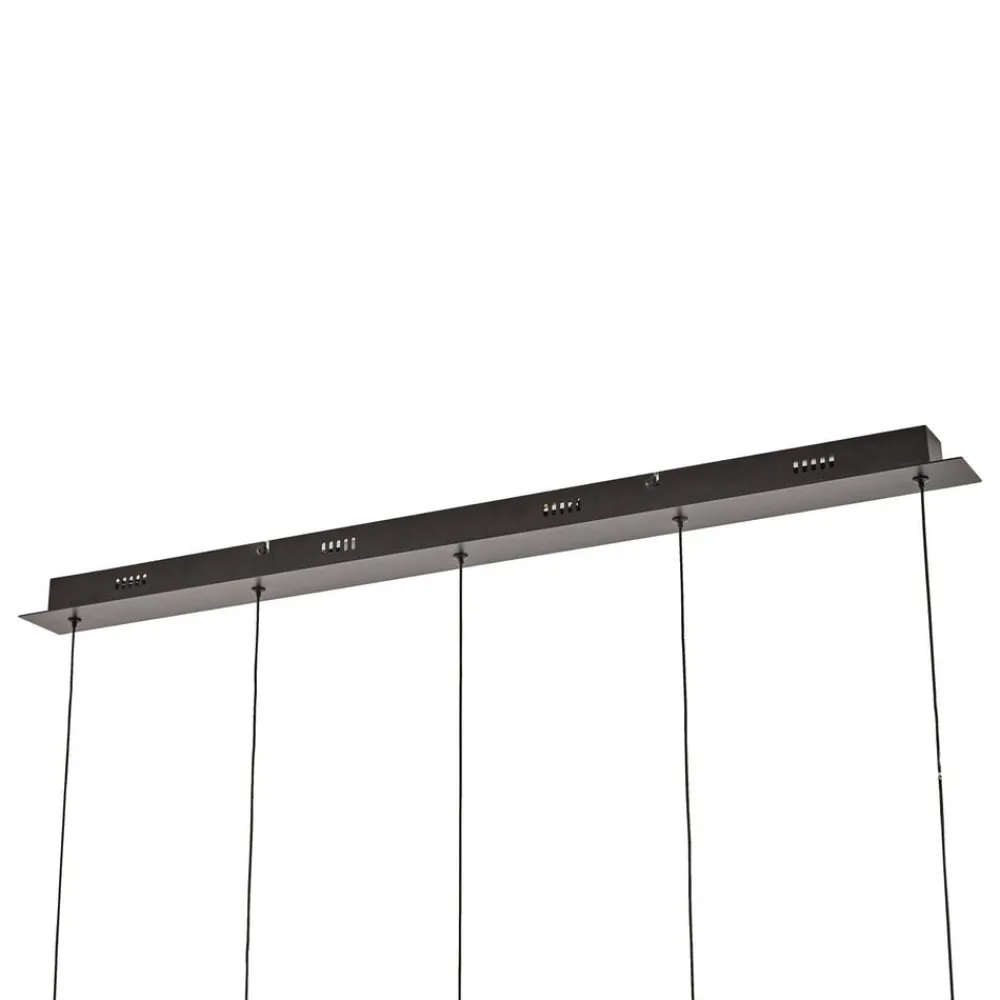 Pendellamper ^ Lucande LED-pendellampe Hayley, sort, 5 lyskilder, aflang