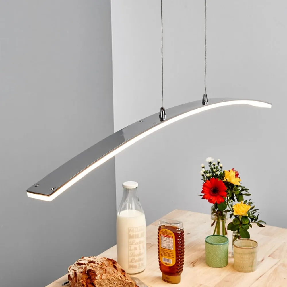 Arbejdsrum/Kontor|Pendellamper ^ Lucande LED-pendellampe Lorian, 99 cm, krom, metal