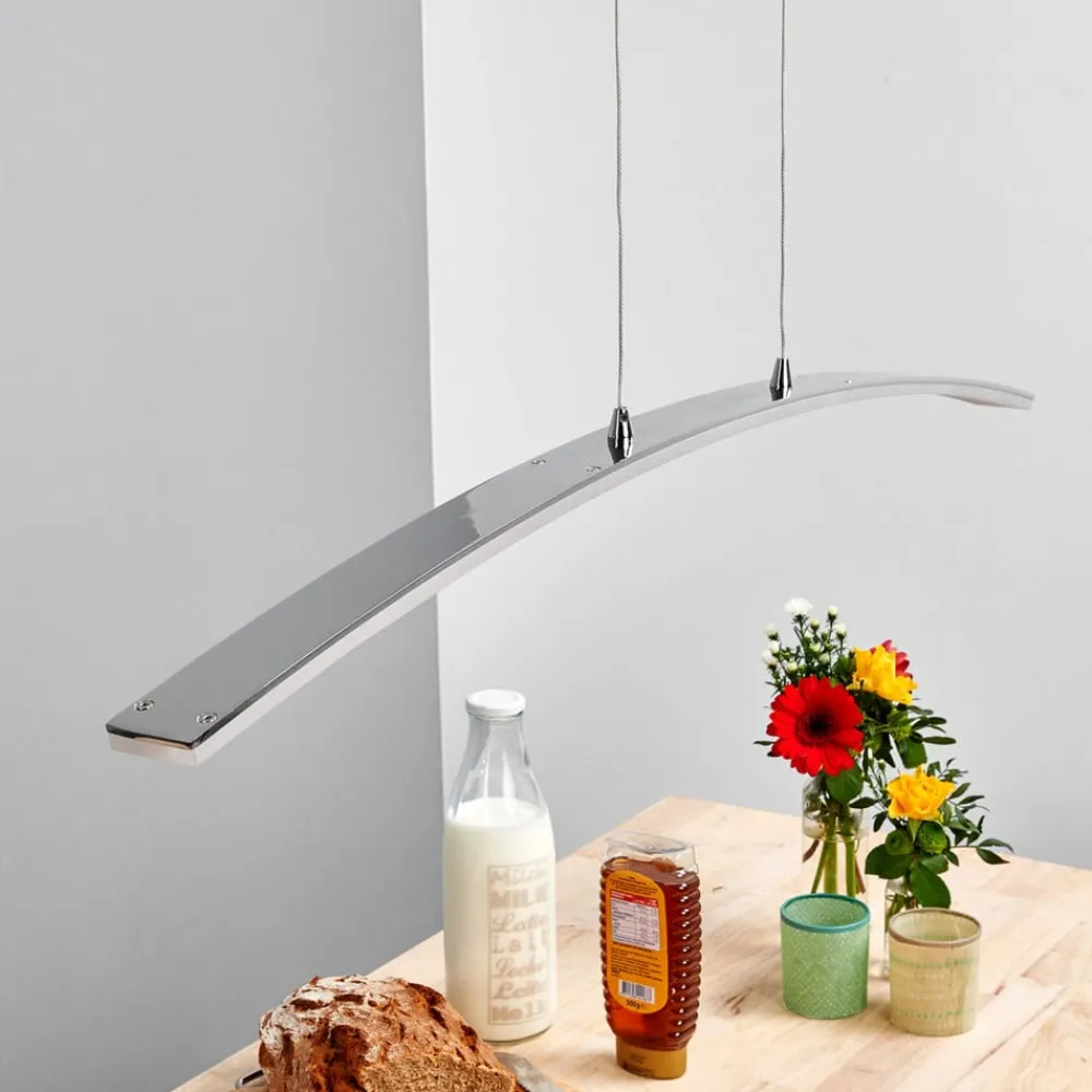 Arbejdsrum/Kontor|Pendellamper ^ Lucande LED-pendellampe Lorian, 99 cm, krom, metal