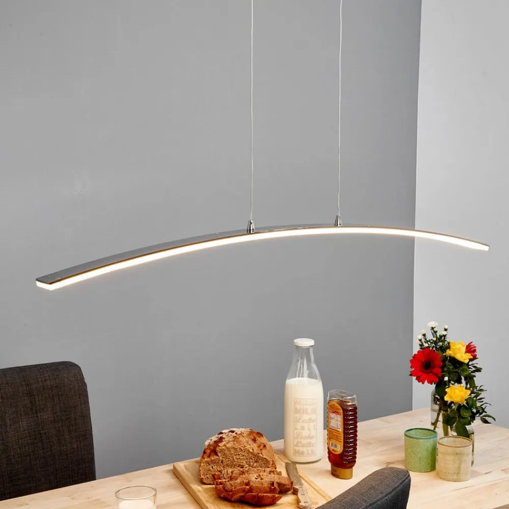 Arbejdsrum/Kontor|Pendellamper ^ Lucande LED-pendellampe Lorian, 99 cm, krom, metal