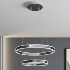 Lucande Pendellamper|Pendellamper > LED-pendellampe Lyani, 60 cm, 2 lyskilder, krom, dæmpbar
