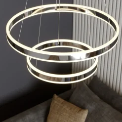 Lucande Pendellamper|Pendellamper > LED-pendellampe Lyani, 60 cm, 2 lyskilder, krom, dæmpbar