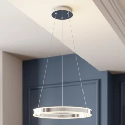 Pendellamper ^ Lucande LED-pendellampe Lyani, Ø 50 cm, krom, dæmpbar