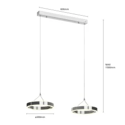 Pendellamper|Pendellamper ^ Lucande LED-pendellampe Lyani, 85 cm, 2 lyskilder, krom, dæmpbar