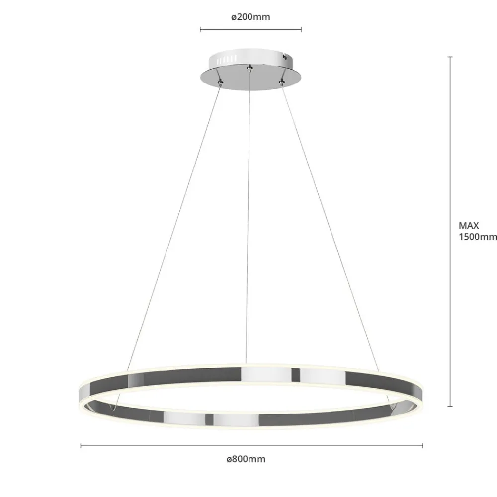 Pendellamper ^ Lucande LED-pendellampe Lyani, 80 cm, krom, dæmpbar