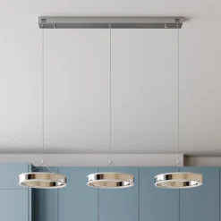 Lucande Pendellamper > LED-pendellampe Lyani, 115 cm, 3 lyskilder, krom, dæmpbar