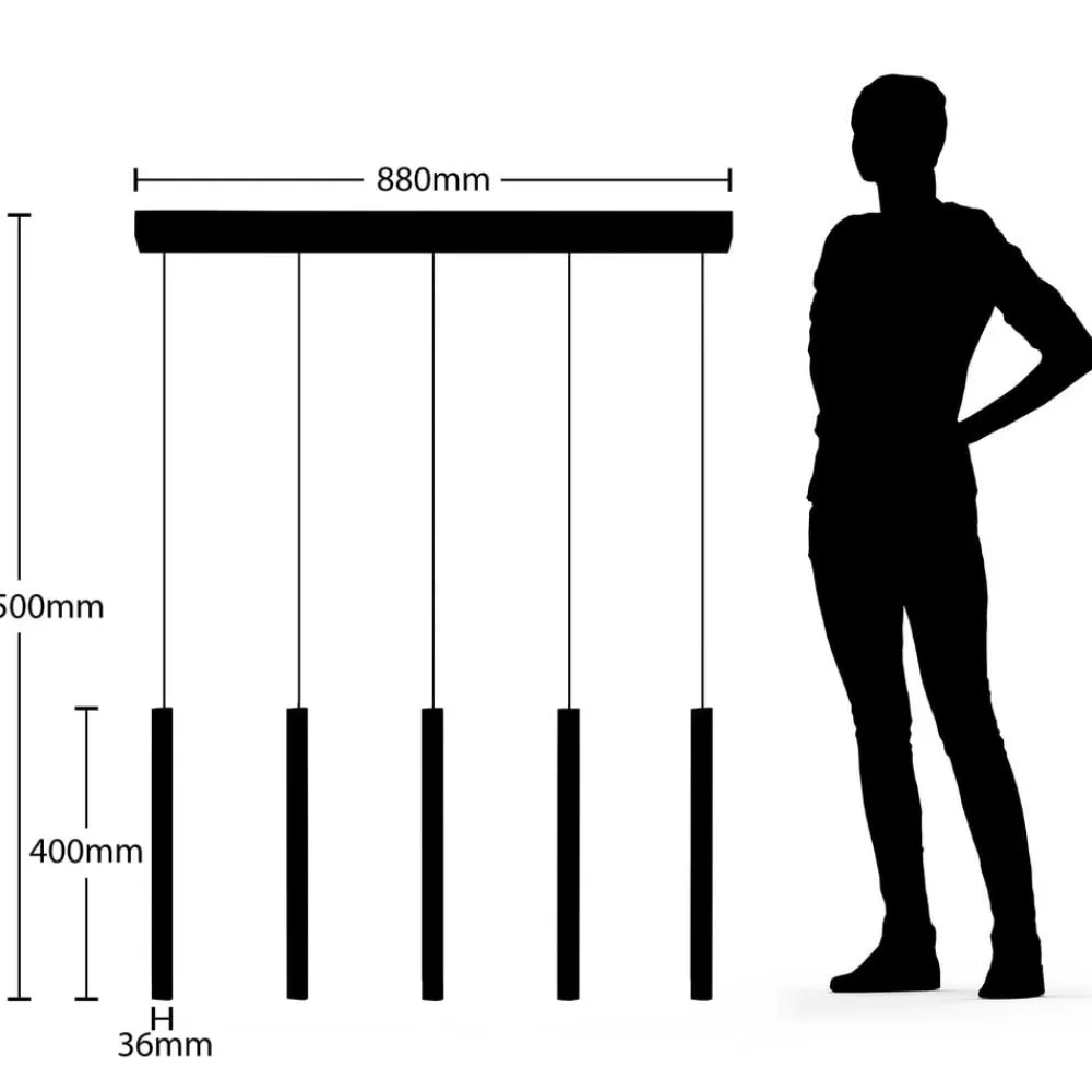 Lucande Pendellamper > LED-pendellampe Stoika, 88 cm, 5 lyskilder, metal