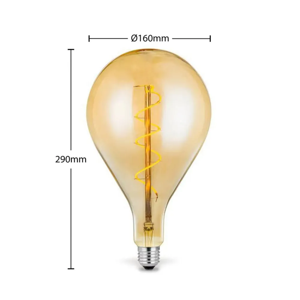 Lucande Dæmpbar Led-Pære|Filament Pære > LED-pære E27 A160 4W 2.700K dæmpbar ravfarvet