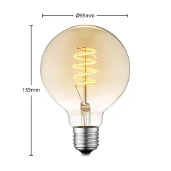 Lucande Dæmpbar Led-Pære|Led Pærer > LED-pære E27 G95 4W 2.700 K dæmpbar ravfarvet