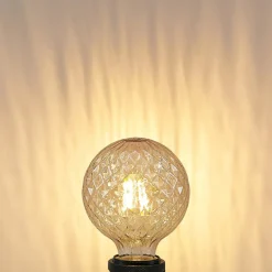 Dæmpbar Led-Pære|Filament Pære ^ Lucande LED-pære E27 G95 4 W 2.700 K dæmp, ravgul