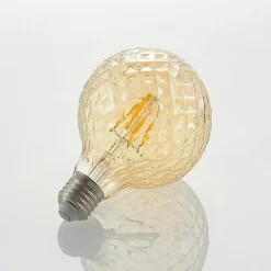Dæmpbar Led-Pære|Filament Pære ^ Lucande LED-pære E27 G95 4 W 2.700 K dæmp, ravgul