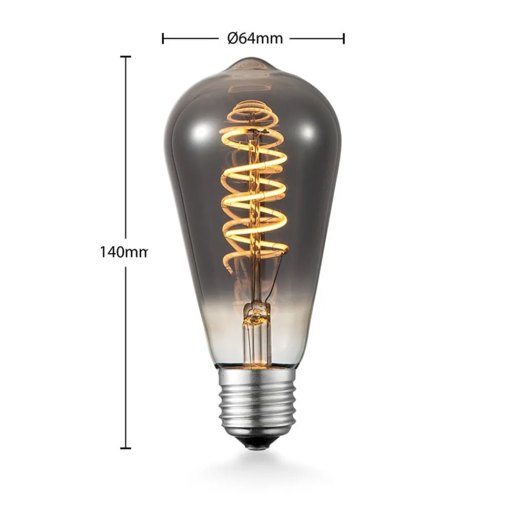 Lucande Dæmpbar Led-Pære|Led Pærer > LED-pære E27 ST64 4W 1.800K dæmpbar titan