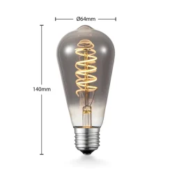 Lucande Dæmpbar Led-Pære|Filament Pære > LED-pære E27 ST64 4W smoke 1.800 K dæmpbar