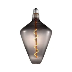 Dæmpbar Led-Pære|Filament Pære ^ Lucande LED-pære, maveformet, E27 4W, røgfarvet, Ø 15 cm, 1800K
