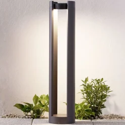 Lucande Terrassebelysning|Gadebelysning > LED pullert Dylen, grå, metal, 80 cm, IP65